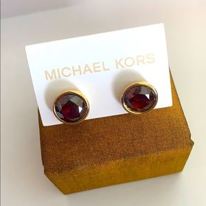 Michael Kors Earrings Ruby Colored gold studs
